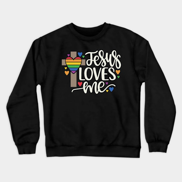 Jesus Loves Me Gay Pride Rainbow Crewneck Sweatshirt by tropicalteesshop